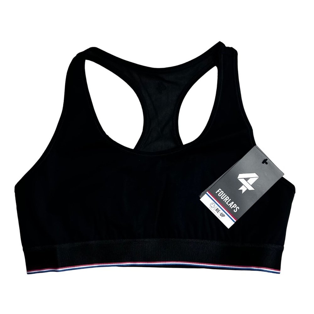 Four Laps FourLaps Circuit Sports Bra size L Black Mesh Back Athletic NWT